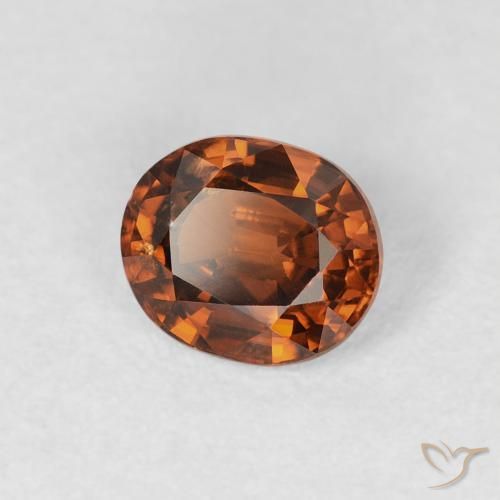 Zircão Laranja Marrom Profundo Natural 0.99ct, oval, VS