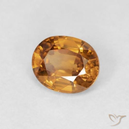 Zircão laranja marrom Natural 0.94ct, oval, VVS-VS