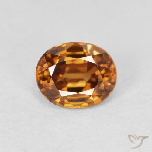 1.09ct Natural laranja marrom Zircão, oval, VVS-VS