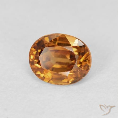 Zircão laranja marrom Natural 1.09ct, oval, VVS-VS