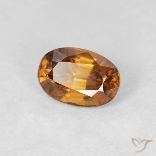 Zircão laranja marrom Natural 0.84ct, oval, VS