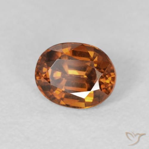 Zircão Laranja Marrom Profundo Natural 1.12ct, oval, VVS-VS