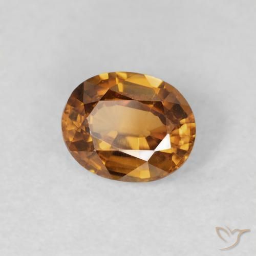 Zircão laranja marrom Natural 0.85ct, oval, VVS-VS