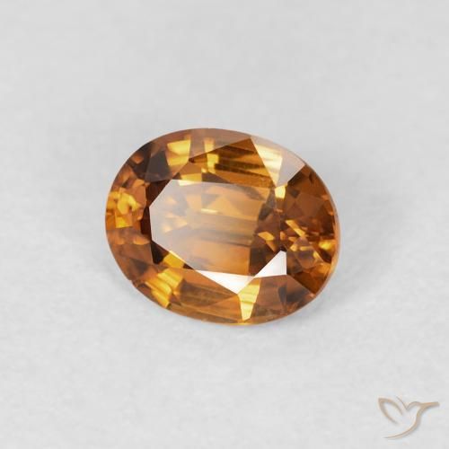 Zircão Laranja Médio Natural 0.90ct, oval, VVS-VS