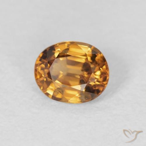 Zircão laranja marrom Natural 0.97ct, oval, VVS-VS