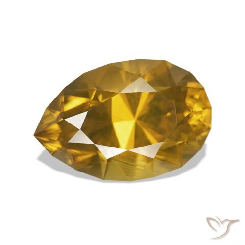 Zircão ouro médio Natural 3.49ct, Formato de pêra, VVS-VS