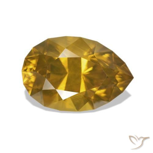 Zircão ouro médio Natural 3.49ct, Formato de pêra, VVS-VS