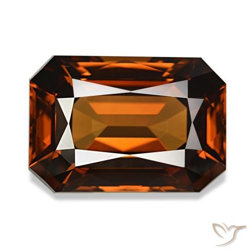 Zircão laranja natural 8,23ct, corte esmeralda, VVS