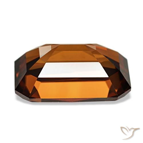 Zircão laranja natural 8,23ct, corte esmeralda, VVS