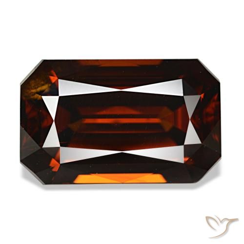 Zircão laranja natural 7,63ct, corte esmeralda, VVS-VS