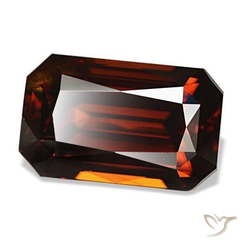 Zircão laranja natural 7,63ct, corte esmeralda, VVS-VS