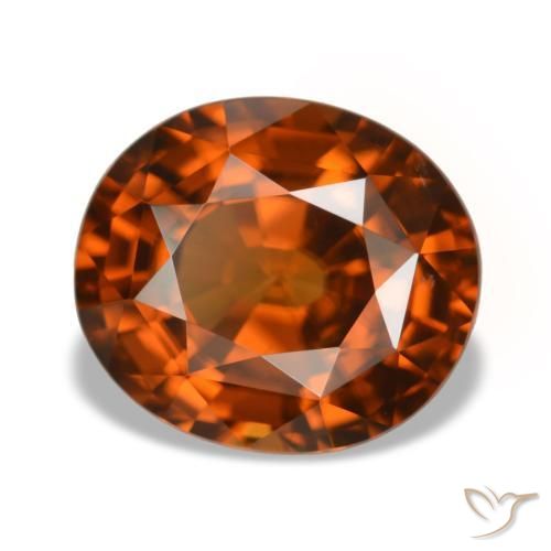 Zircão laranja natural 5,09ct, corte oval, VVS-VS