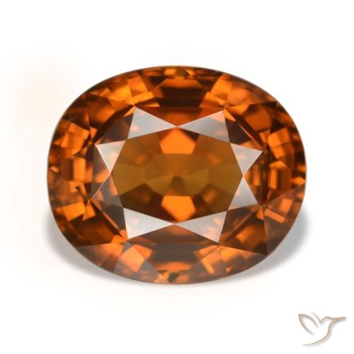 Zircão laranja natural 5,52ct, corte oval, VVS
