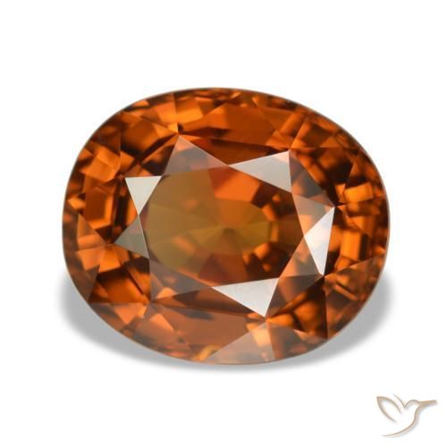 Zircão laranja natural 5,52ct, corte oval, VVS
