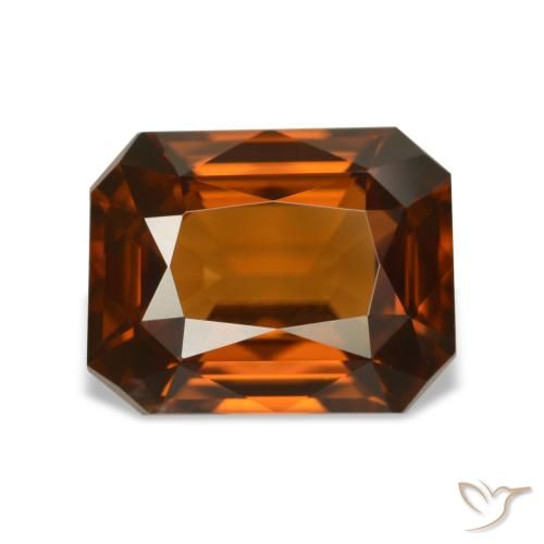 Zircão laranja natural 4,76ct, corte esmeralda, VVS-VS