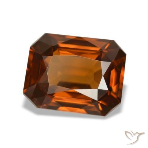 Zircão laranja natural 4,76ct, corte esmeralda, VVS-VS