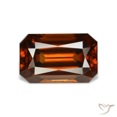 Zircão laranja natural 5,29ct, corte esmeralda, VVS