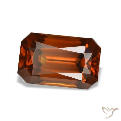 Zircão laranja natural 5,29ct, corte esmeralda, VVS