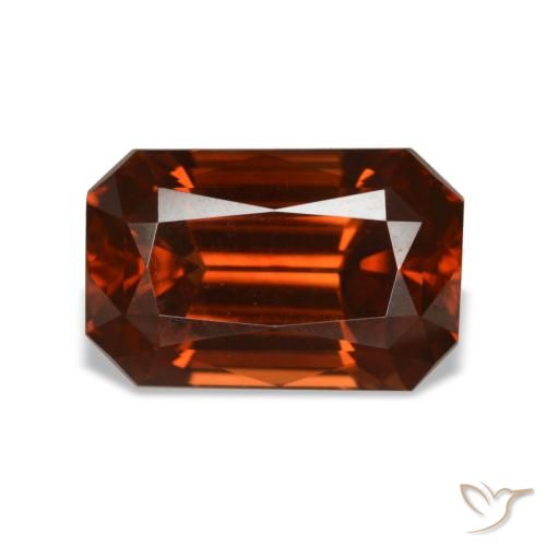 Zircão laranja natural 6,24ct, corte esmeralda, VVS