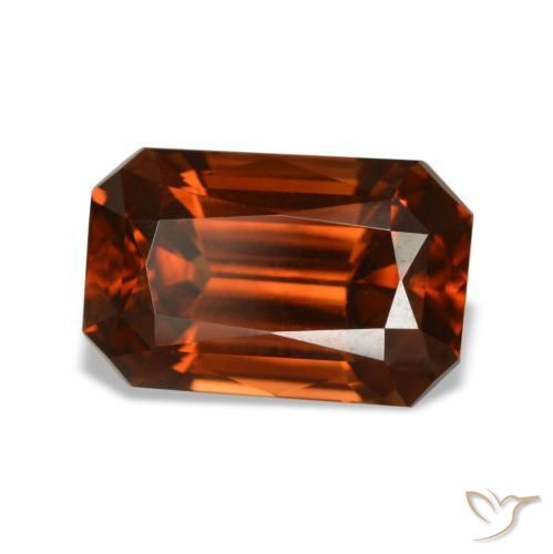 Zircão laranja natural 6,24ct, corte esmeralda, VVS