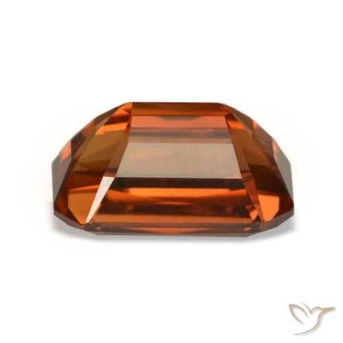 Zircão laranja natural 6,24ct, corte esmeralda, VVS