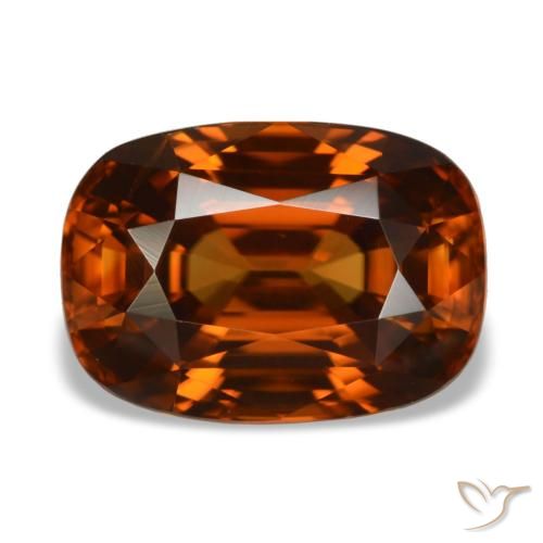 Zircão laranja natural 5,19ct, almofada cortada, VVS