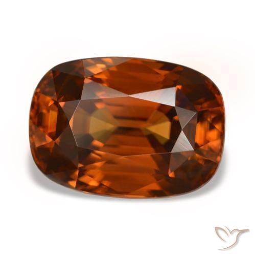 Zircão laranja natural 5,19ct, almofada cortada, VVS