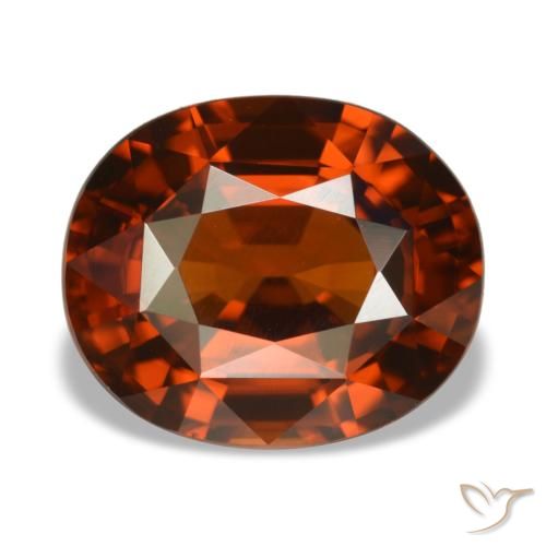 Zircão laranja natural 5,14ct, corte oval, VVS