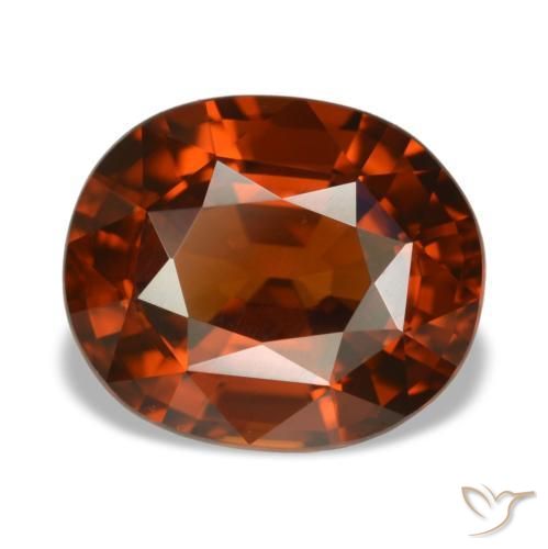 Zircão laranja natural 5,14ct, corte oval, VVS