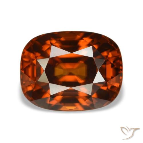 Zircão laranja natural 5,05ct, almofada cortada, VVS