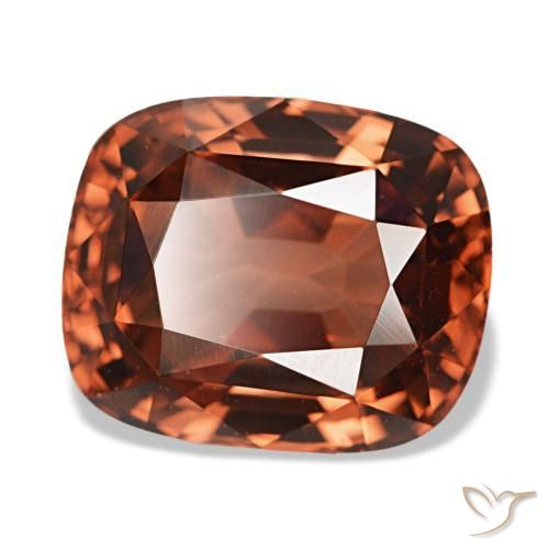 Zircão vermelho natural 6,13ct, almofada cortada, VVS