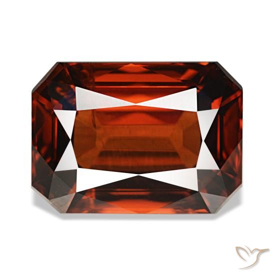 7.02ct vermelho zircão, corte esmeralda, VVS-VS