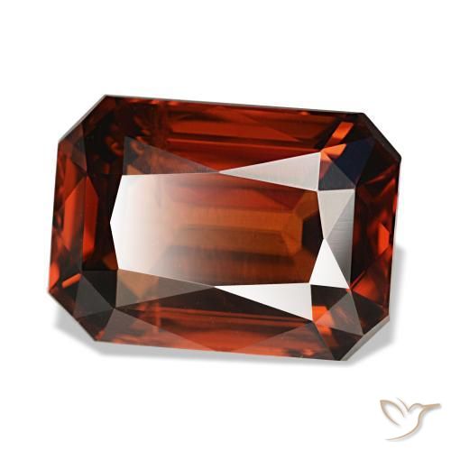 Zircão vermelho natural 7,02ct, corte esmeralda, VVS-VS