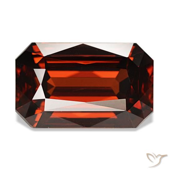 8.30ct vermelho zircão, corte esmeralda, VVS