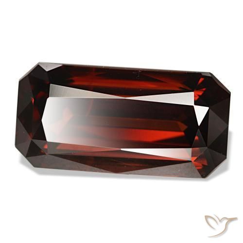Zircão vermelho natural 11,44ct, corte esmeralda, VVS-VS