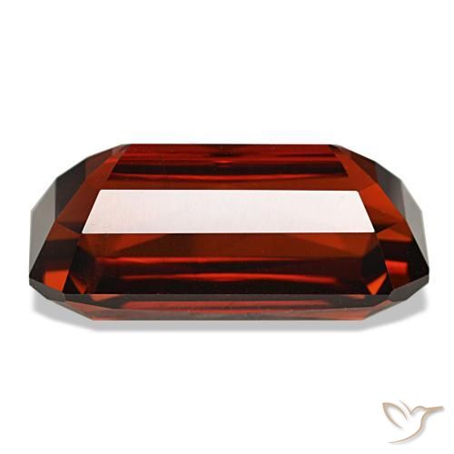 Zircão vermelho natural 11,44ct, corte esmeralda, VVS-VS