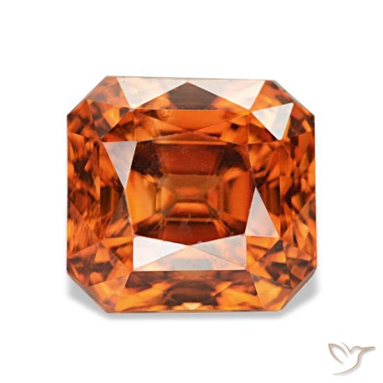 Zircão vermelho natural 3,67ct, corte esmeralda, VVS-VS