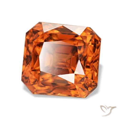 Zircão vermelho natural 3,67ct, corte esmeralda, VVS-VS