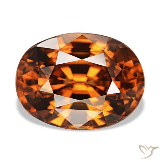 Zircão laranja natural 5,12ct, corte oval, VVS