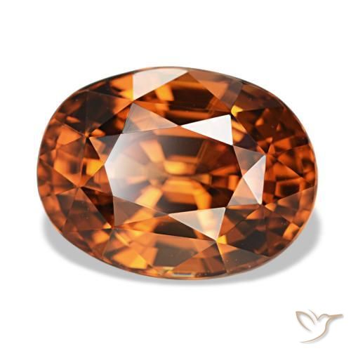 Zircão laranja natural 5,12ct, corte oval, VVS