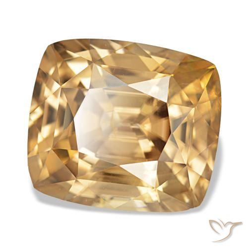 Zircão dourado natural 7,41ct, almofada cortada, VVS-VS