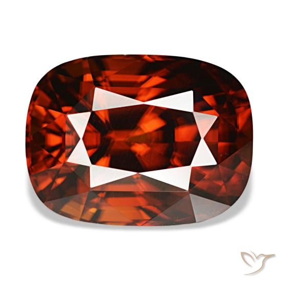 6.62ct vermelho zircão, almofada, VVS