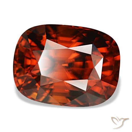 Zircão vermelho natural 6,62ct, almofada cortada, VVS